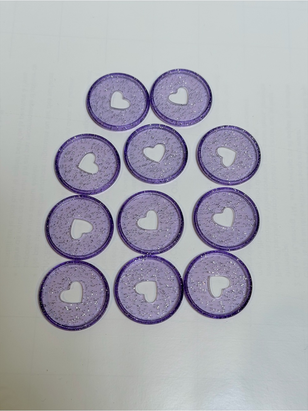 Happy Planner Purple Glitter Heart Discs Set of 11